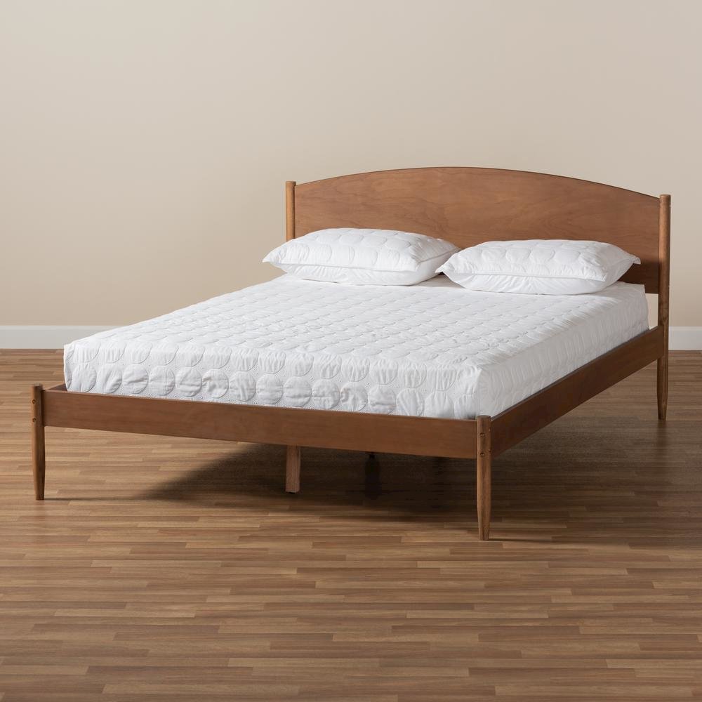 Leanora Mid-Century Modern Ash Wanut Finished King Size Wood Platform Bed. Picture 17