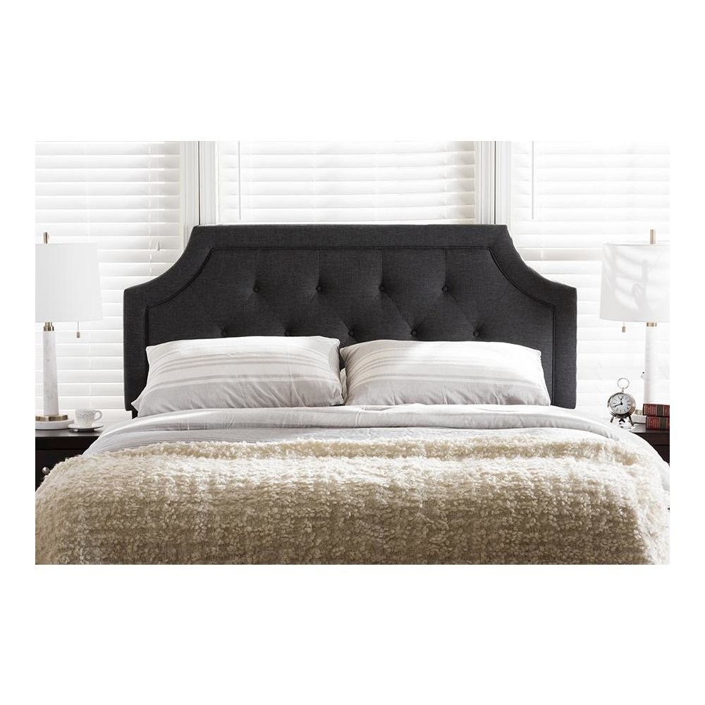 Baxton Studio Mars Modern and Contemporary Dark Grey Fabric Queen Size Headboard. Picture 13