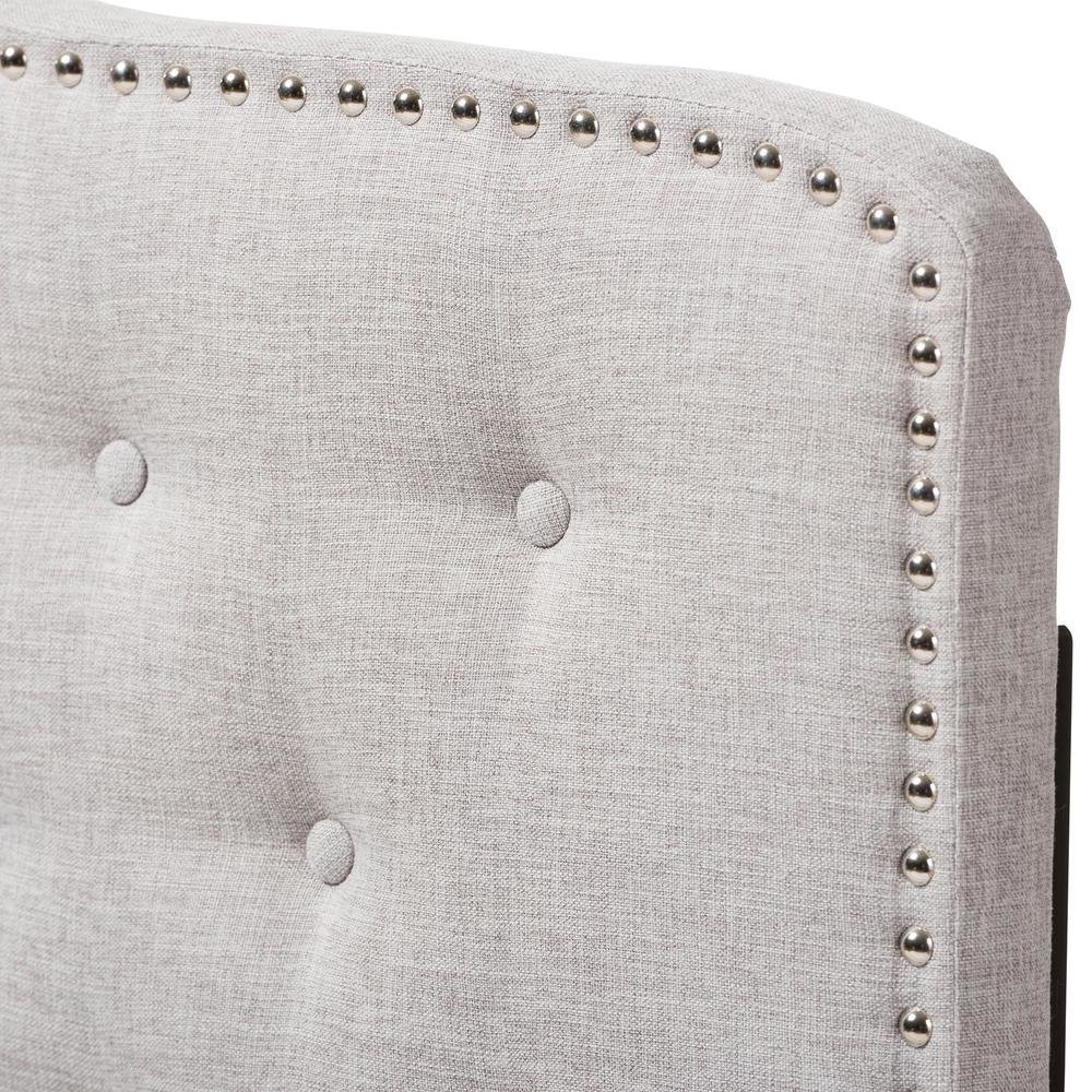 Lucy Modern and Contemporary Greyish Beige Fabric King Size Headboard. Picture 9