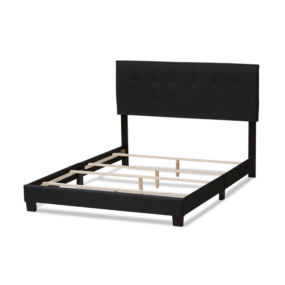Brookfield Modern and Contemporary Charcoal Grey Fabric King Size Bed. Picture 11
