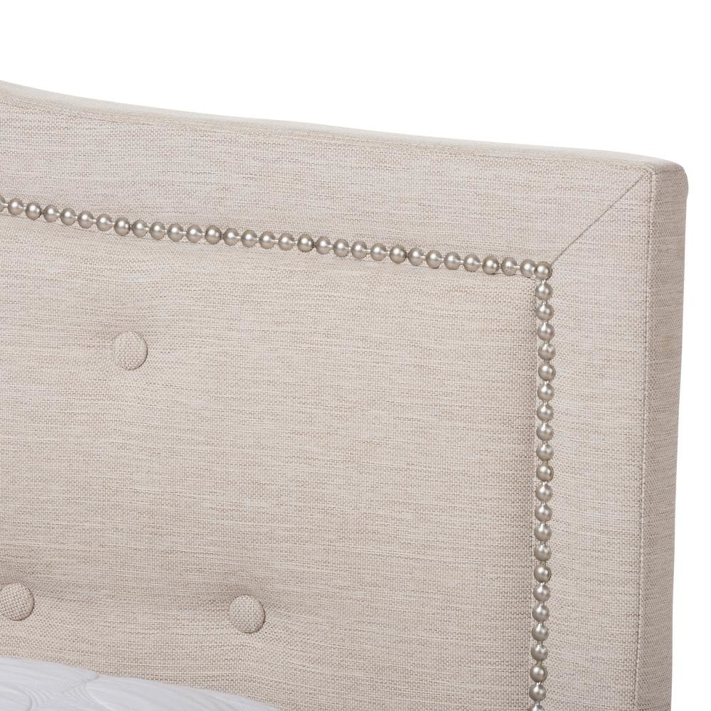 Emerson Modern and Contemporary Light Beige Fabric Upholstered King Size Bed. Picture 12