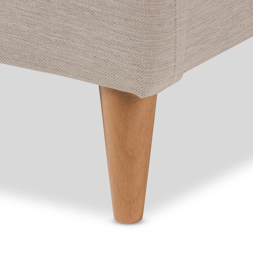 Mia Mid-Century Light Beige Fabric Upholstered King Size Platform Bed. Picture 13