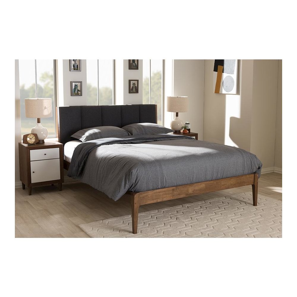 Medium Brown Finish Wood King Size Platform Bed. Picture 15
