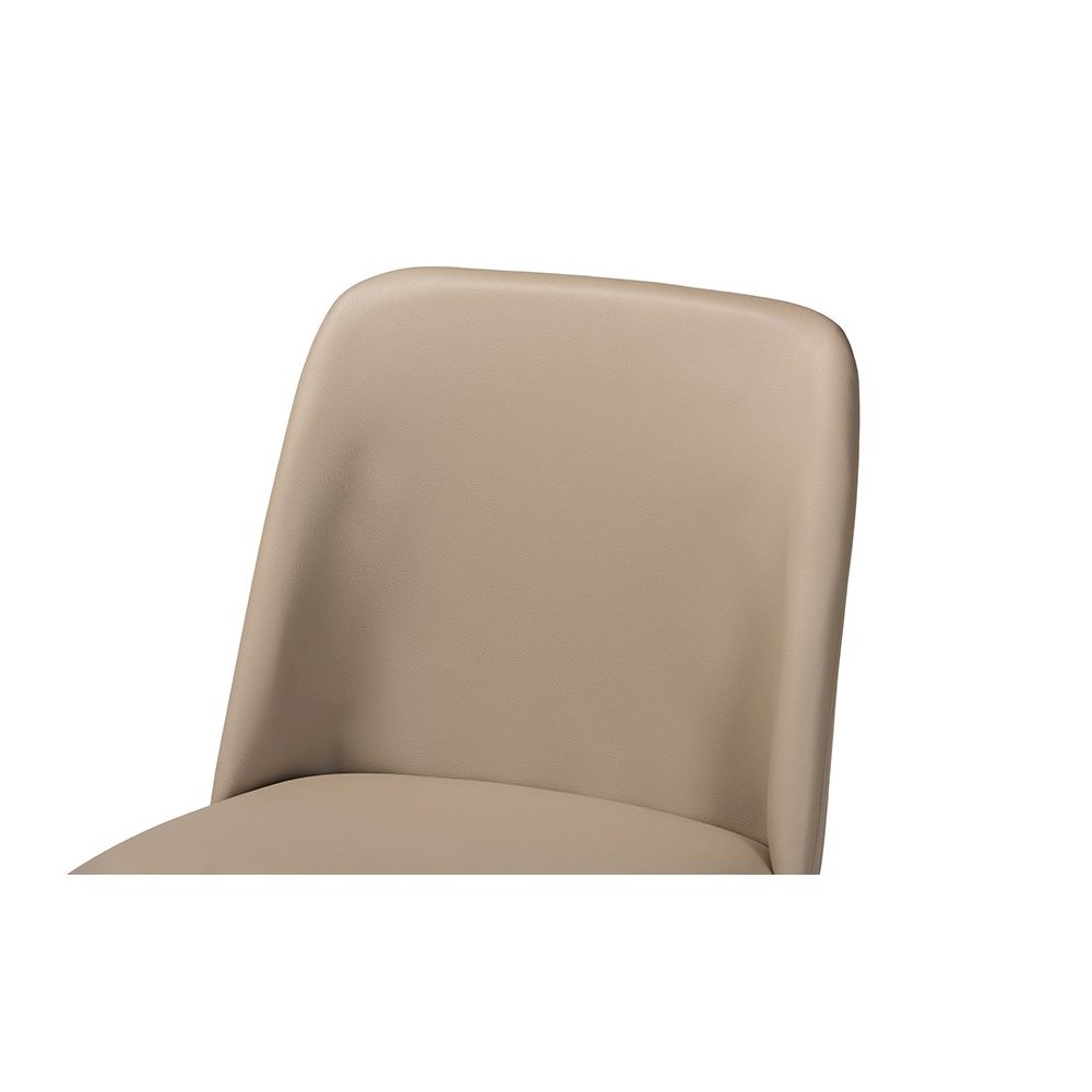 Mid-Century "Walnut" Light Brown/Beige Faux Leather Dining Chair (Set of 2). Picture 4