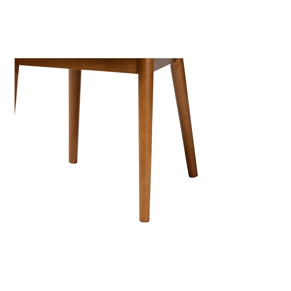 Mid-Century "Walnut" Light Brown/Beige Faux Leather Dining Chair (Set of 2). Picture 5