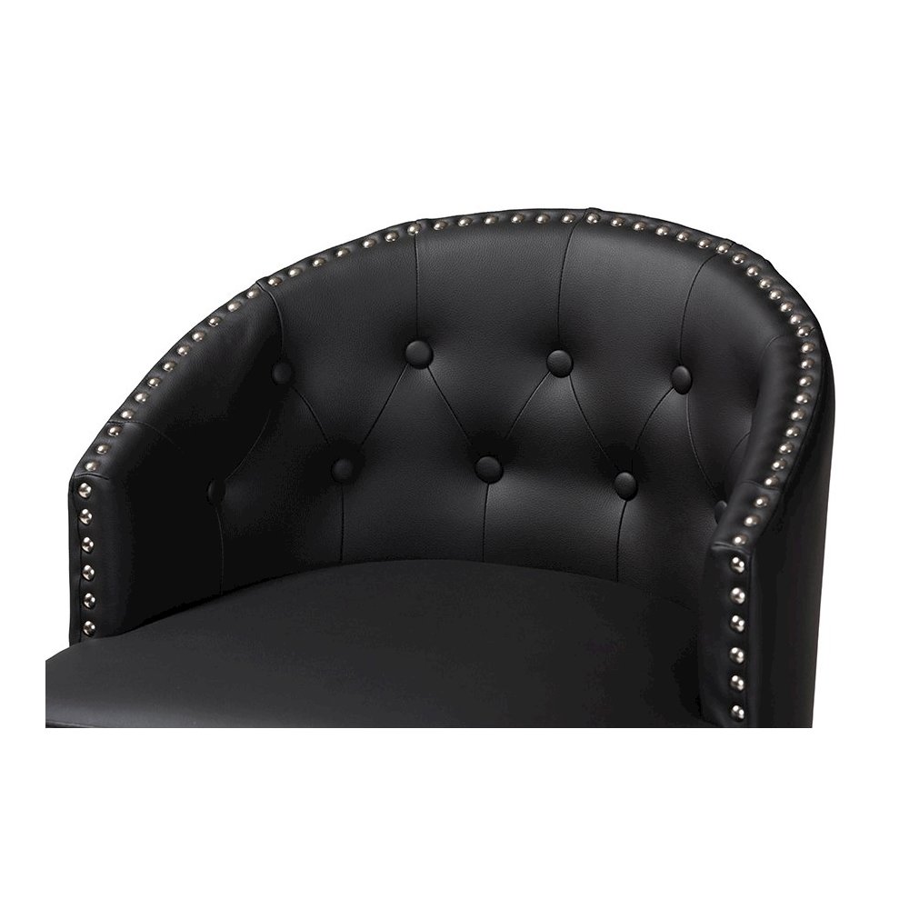 Leather Tufted Swivel Barstool with Nail heads Trim (Set of 2). Picture 4