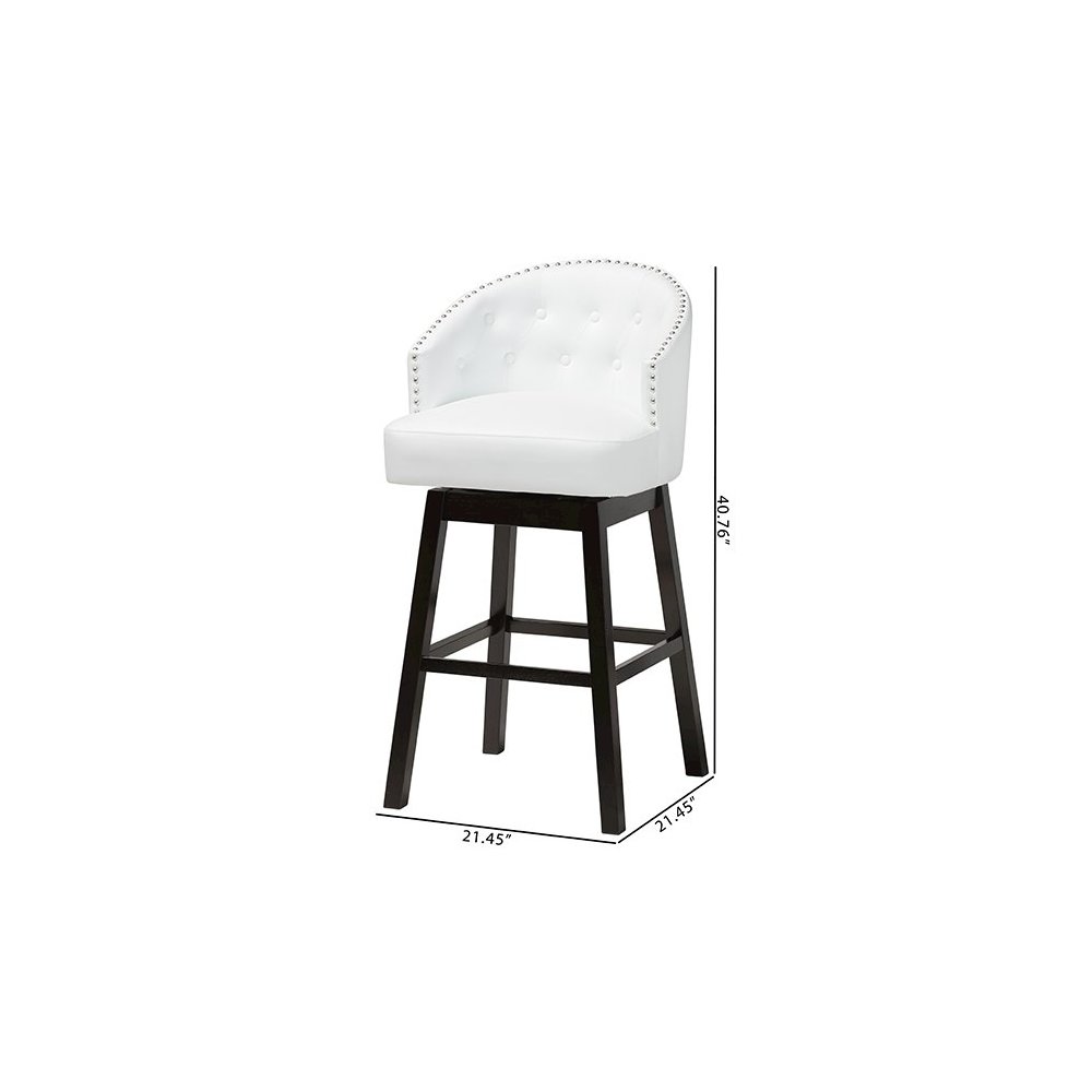 Leather Tufted 2-Piece Swivel Barstool Set with Nail heads Trim. Picture 9