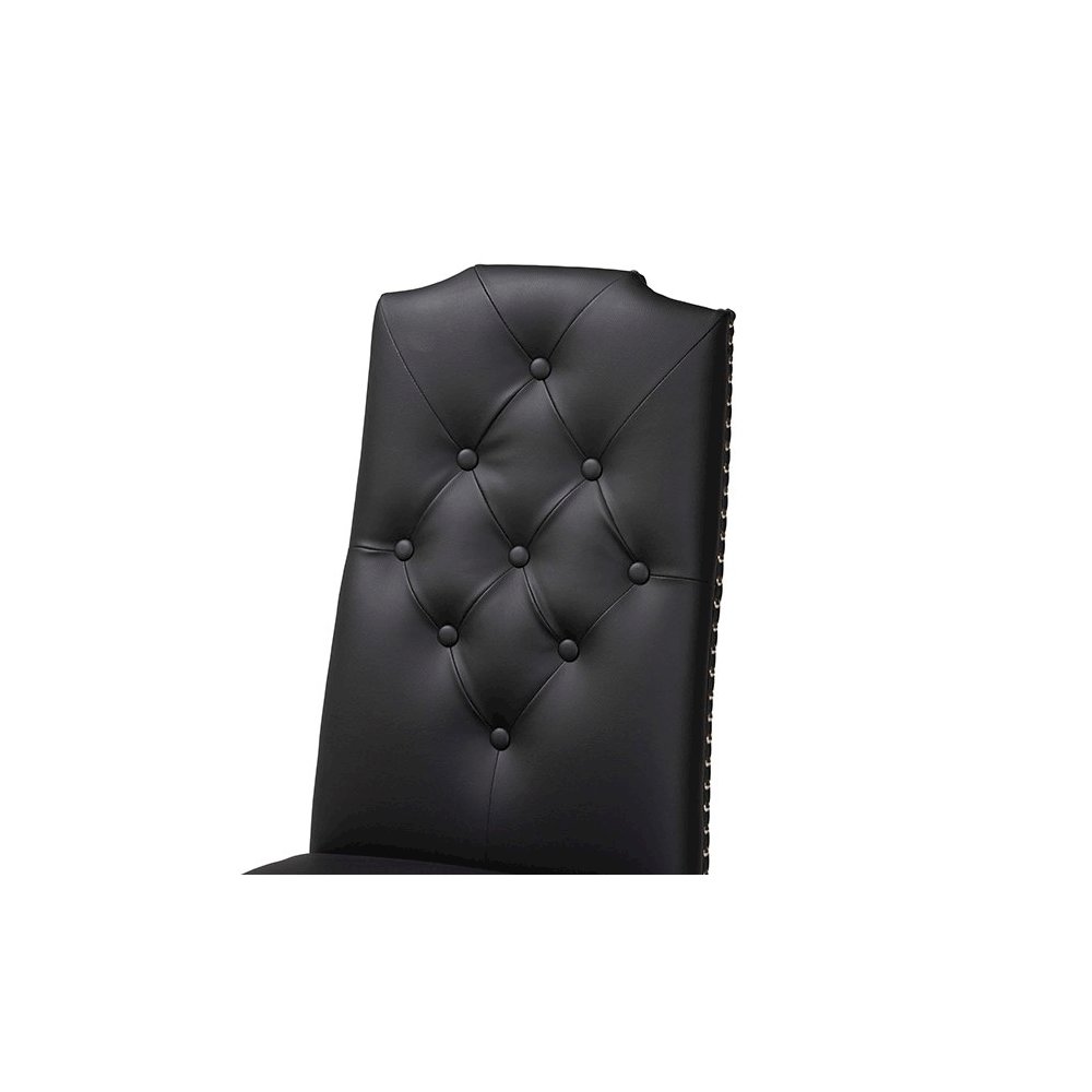 Leather Button-Tufted Nail heads Trim Dining Chair (Set of 2). Picture 4