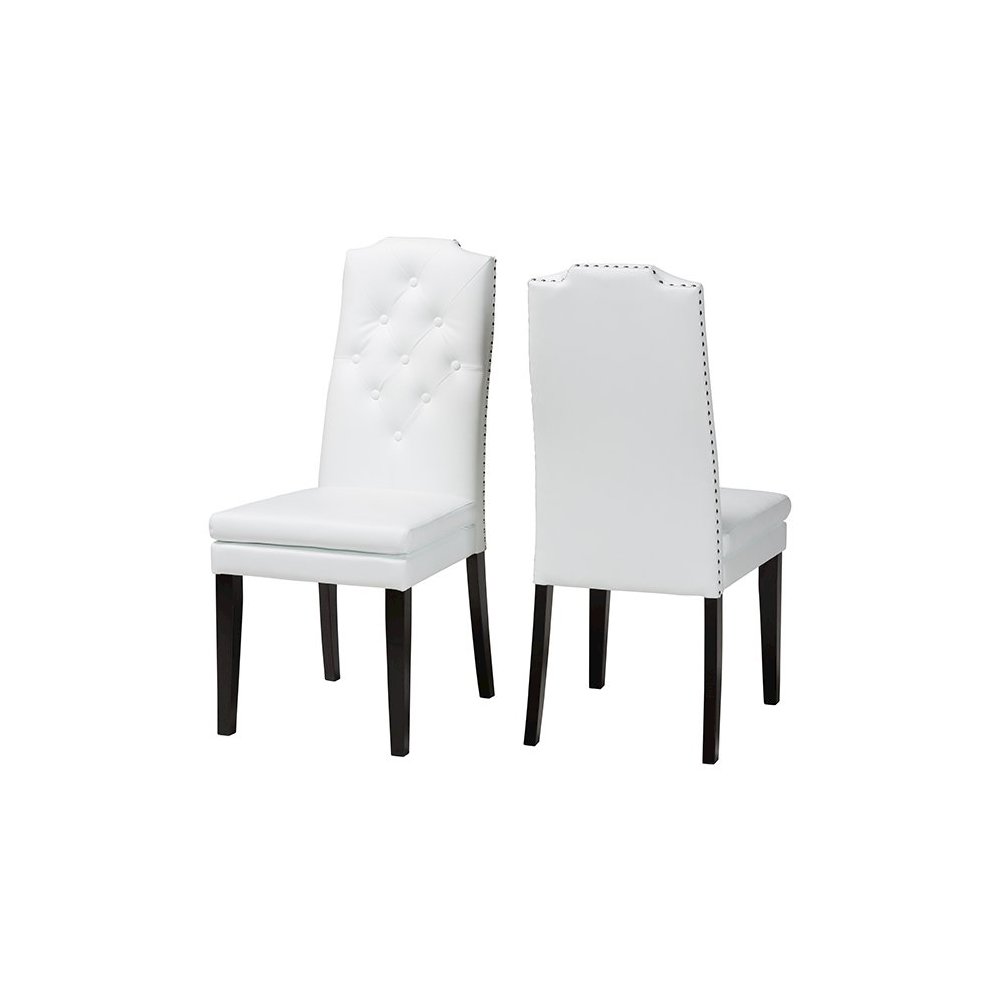 Leather Button-Tufted Nail heads Trim Dining Chair (Set of 2). Picture 1