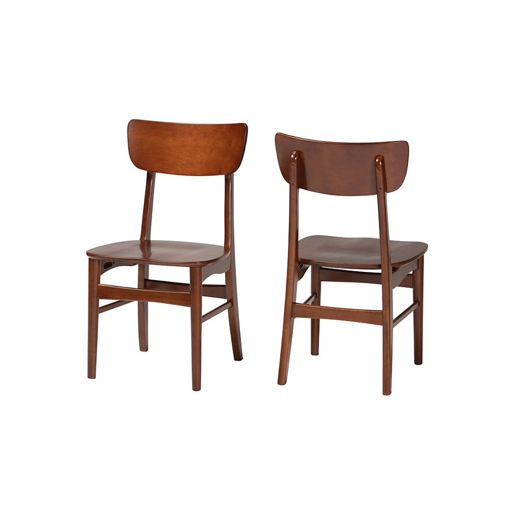 Scandinavian Style Dark Walnut Bent Wood Dining Side Chair (Set of 2). Picture 1