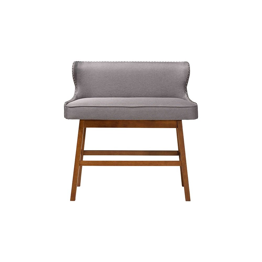 Grey Fabric Button-tufted Upholstered Bar Bench Banquette. Picture 2