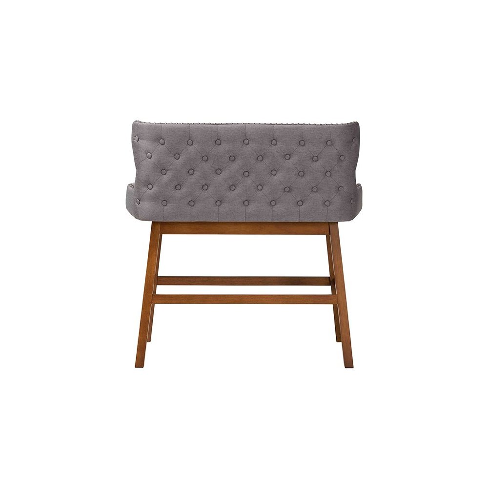 Grey Fabric Button-tufted Upholstered Bar Bench Banquette. Picture 4