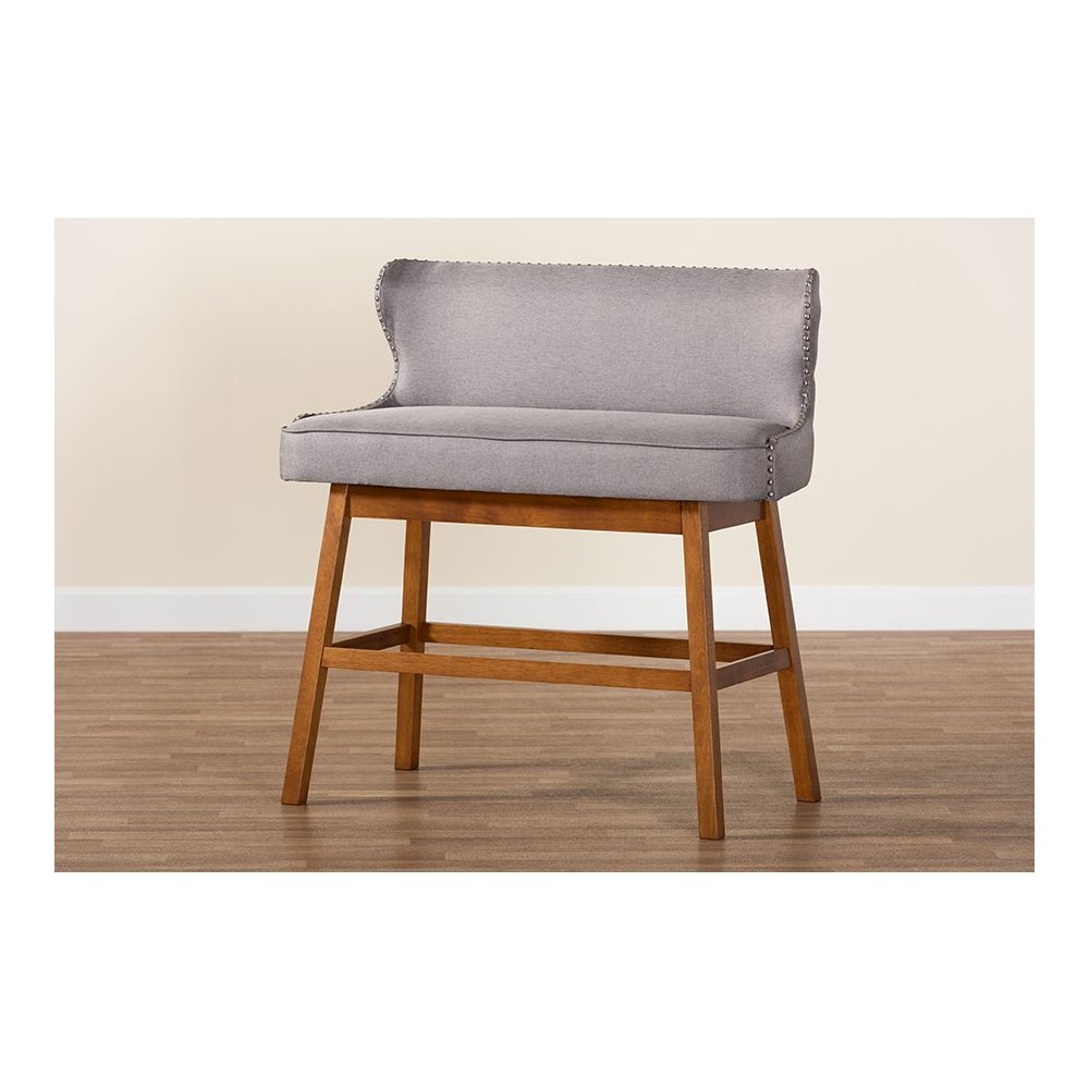 Grey Fabric Button-tufted Upholstered Bar Bench Banquette. Picture 9