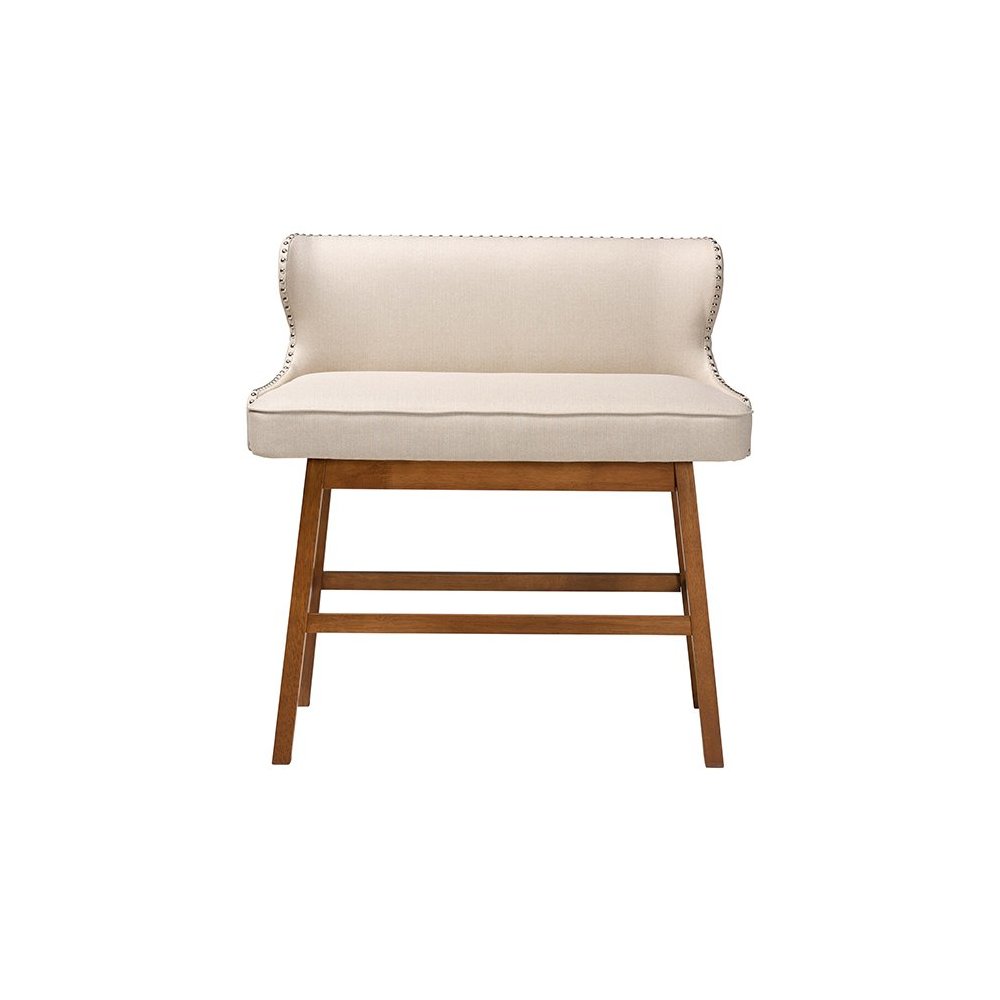 Light Beige Fabric Button-tufted Upholstered Bar Bench Banquette. Picture 2