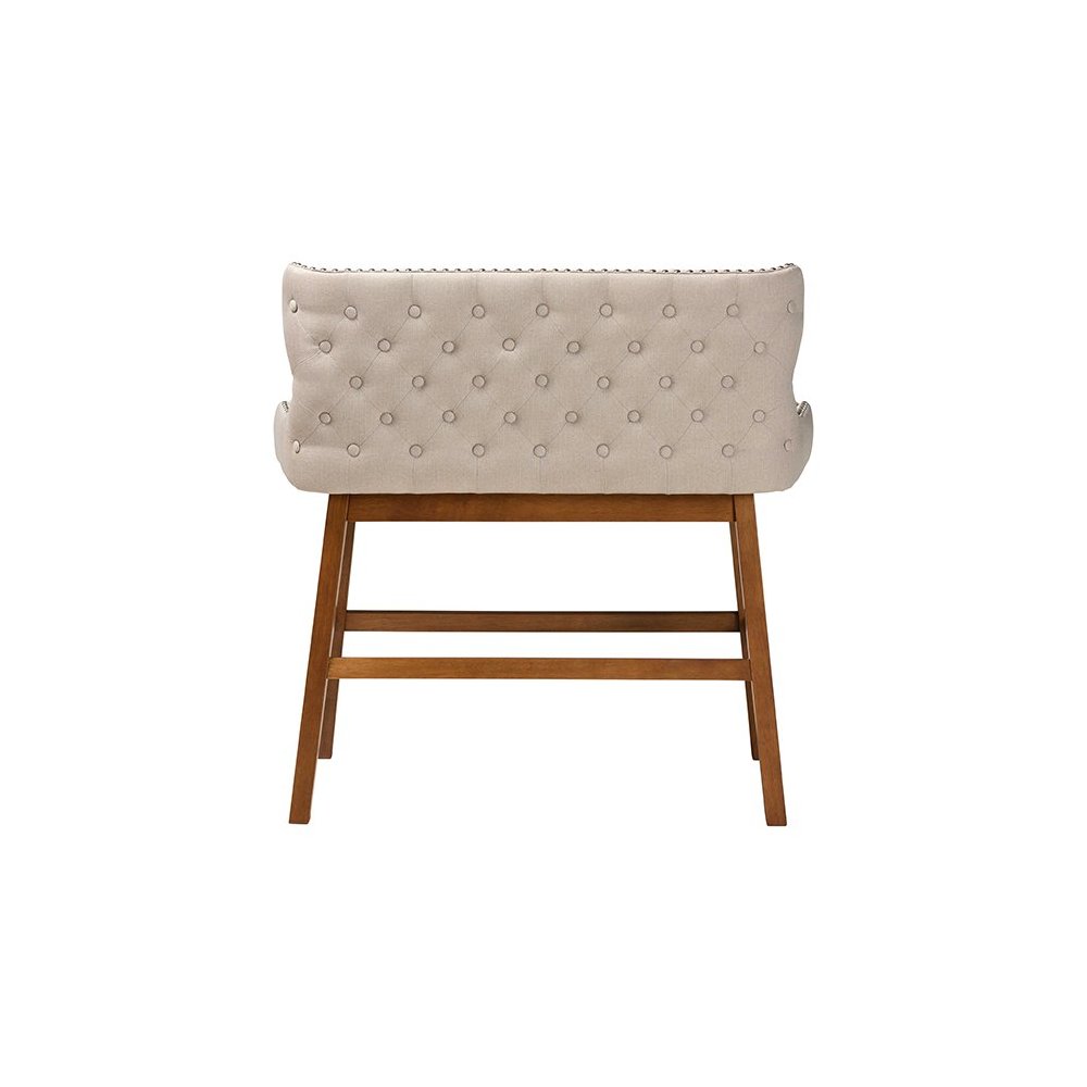 Light Beige Fabric Button-tufted Upholstered Bar Bench Banquette. Picture 4