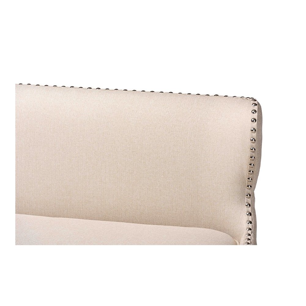 Light Beige Fabric Button-tufted Upholstered Bar Bench Banquette. Picture 5