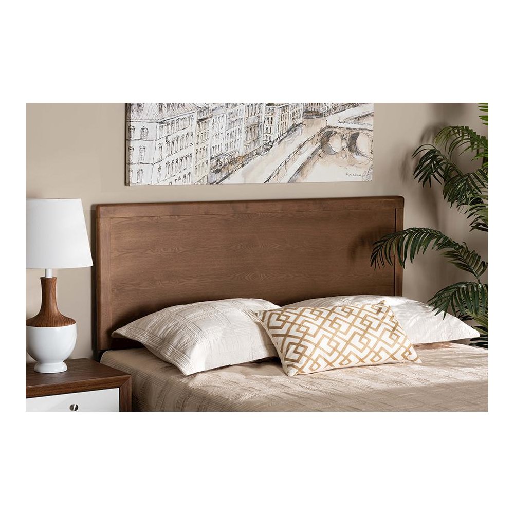 Transitional Ash Walnut Finished Wood King Size Headboard. Picture 3