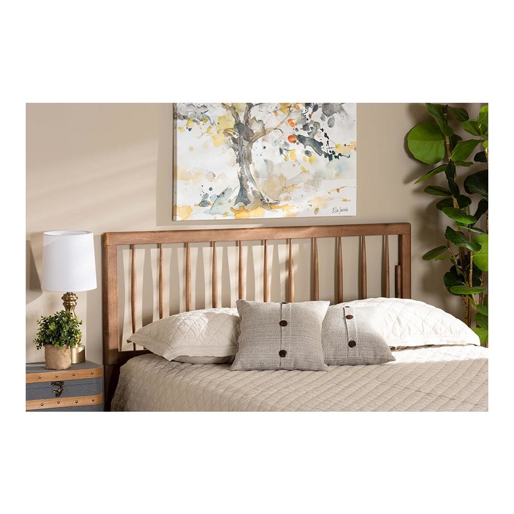 Valin Modern and Contemporary Ash Walnut Finished Wood King Size Headboard. Picture 3