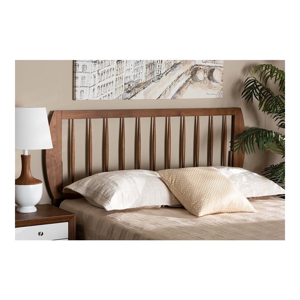Transitional Ash Walnut Finished Wood King Size Headboard. Picture 3