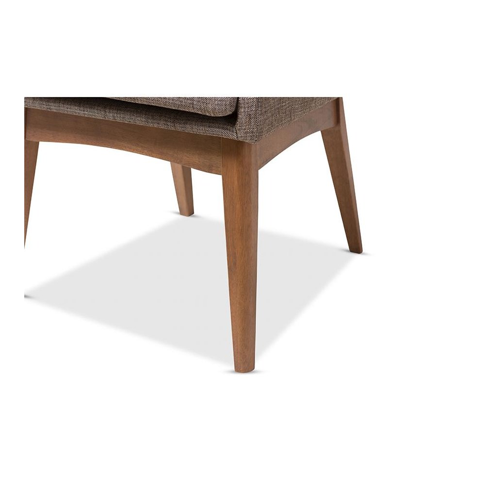 Gravel Fabric Upholstered and Walnut Brown Finished Wood 5-Piece Dining Set. Picture 6