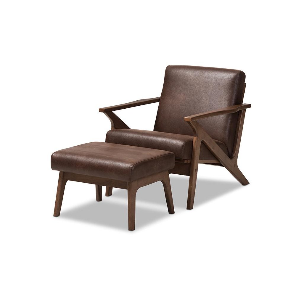 Leather Lounge Chair And Ottoman Set. Picture 1