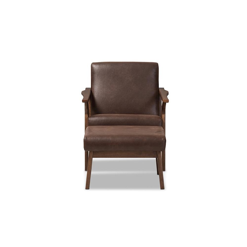 Leather Lounge Chair And Ottoman Set. Picture 2
