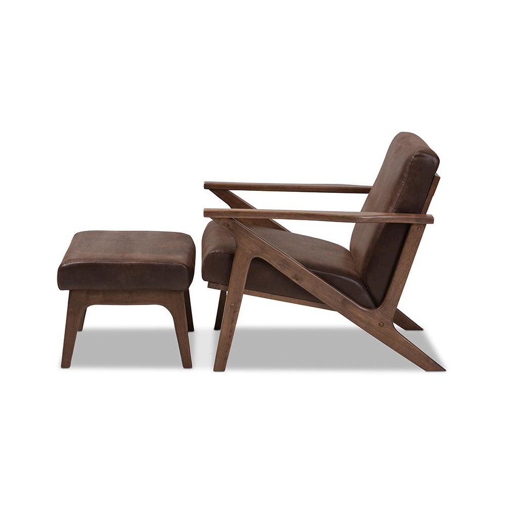 Leather Lounge Chair And Ottoman Set. Picture 3
