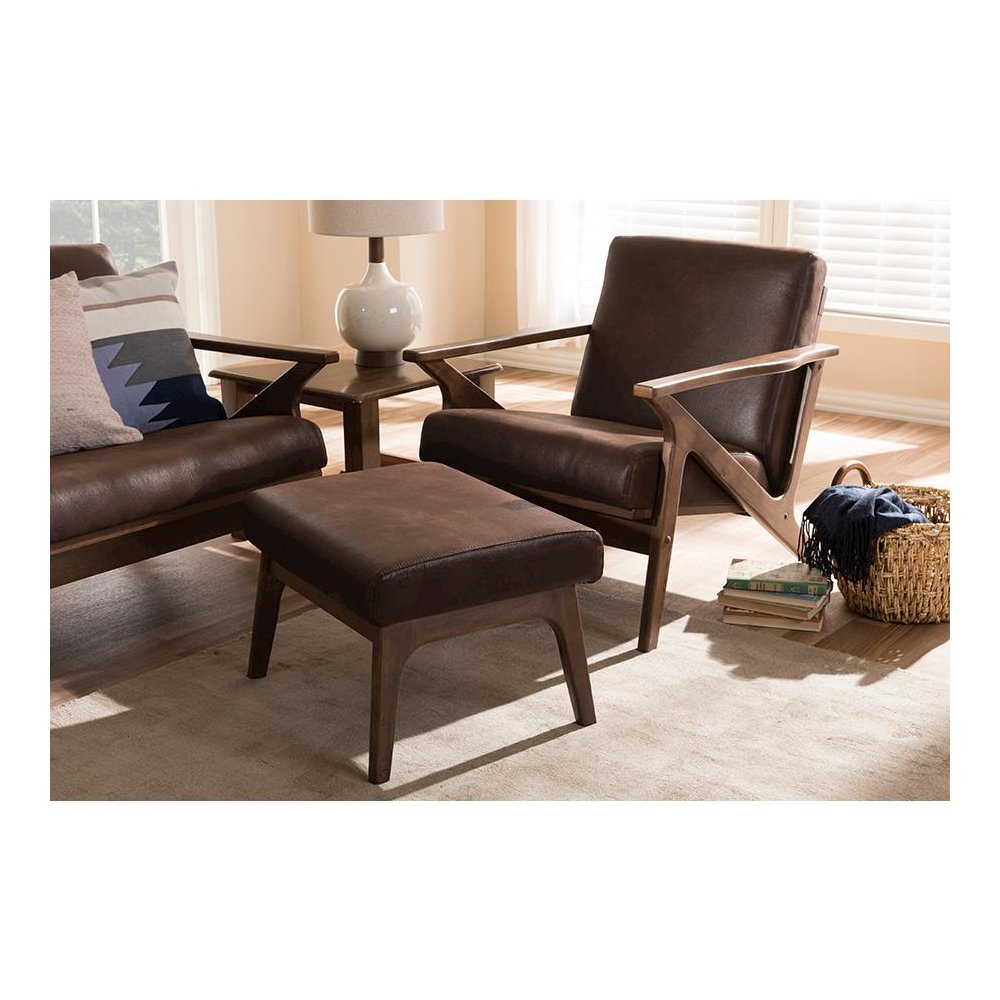 Leather Lounge Chair And Ottoman Set. Picture 7