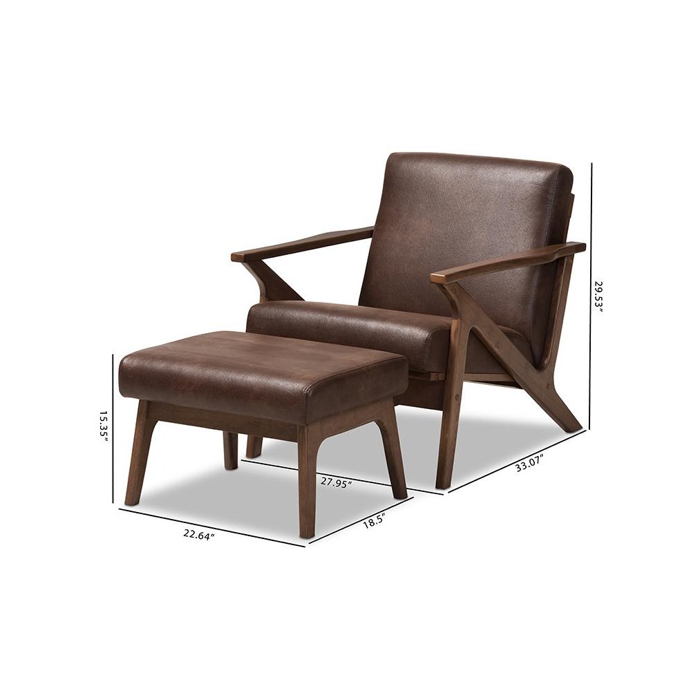 Leather Lounge Chair And Ottoman Set. Picture 8