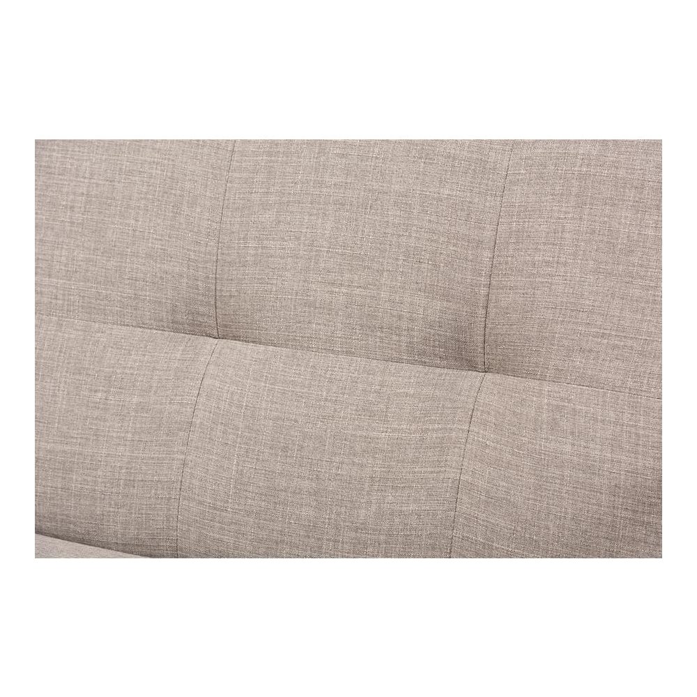 Bianca Mid-Century Modern Walnut Wood Light Grey Fabric Tufted 3-Seater Sofa. Picture 5