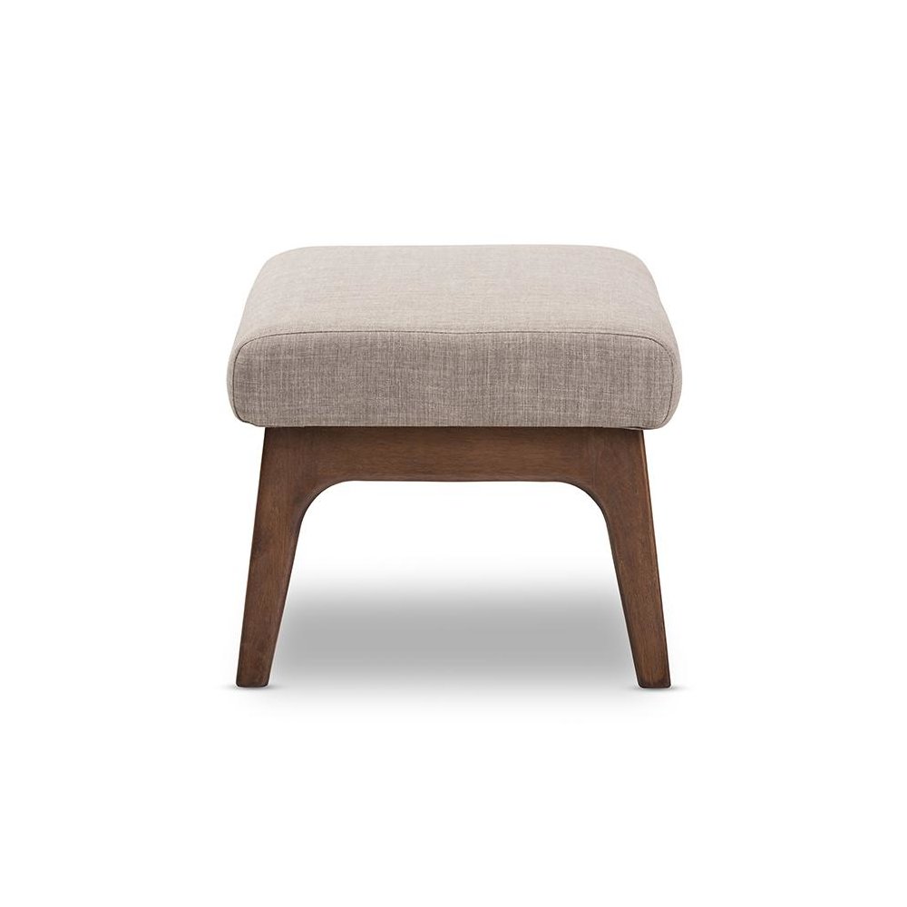 Baxton Studio Bianca Mid-Century Modern Walnut Wood Light Grey Fabric Ottoman. Picture 3