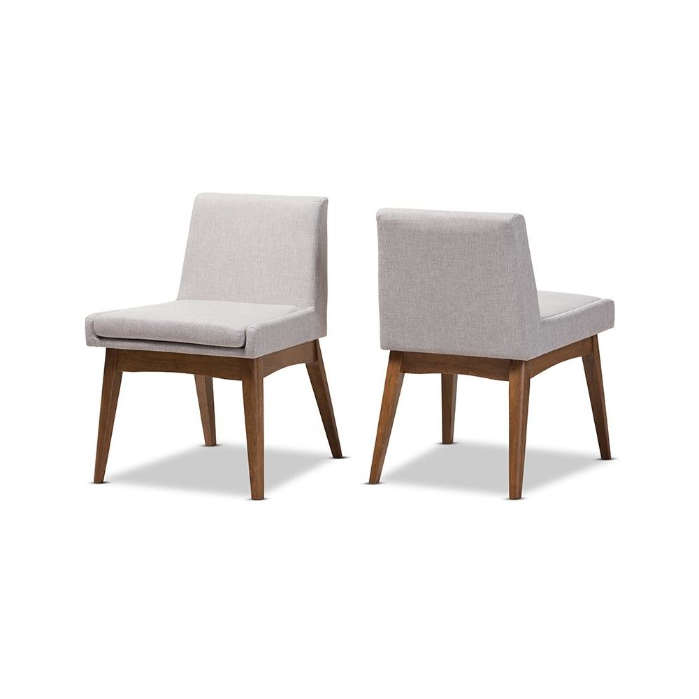 Walnut Wood Finishing Greyish Beige Fabric Dining Side Chair (Set of 2). Picture 1