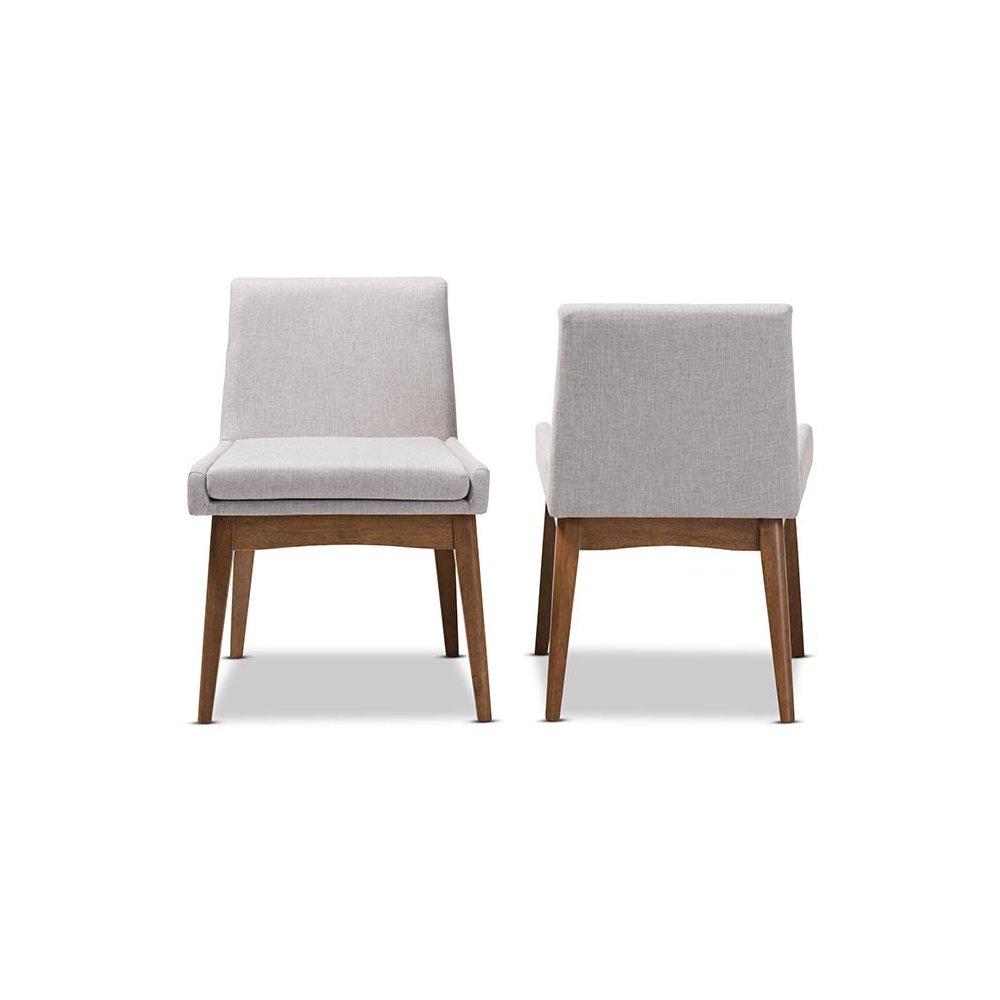 Walnut Wood Finishing Greyish Beige Fabric Dining Side Chair (Set of 2). Picture 2