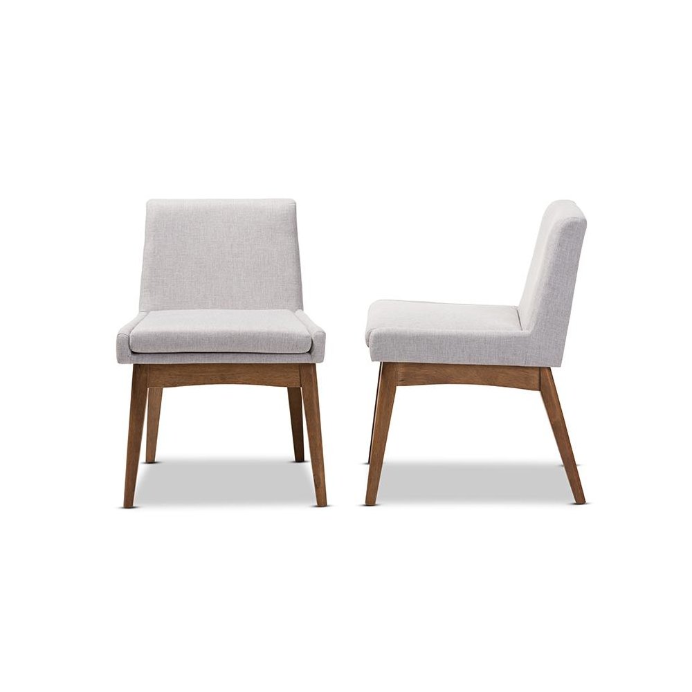 Walnut Wood Finishing Greyish Beige Fabric Dining Side Chair (Set of 2). Picture 3