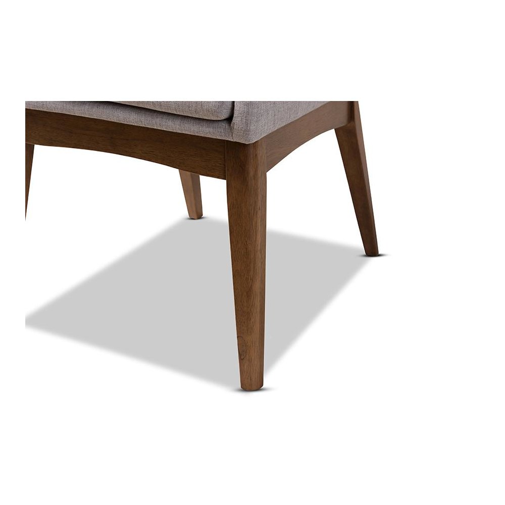 Walnut Wood Finishing Greyish Beige Fabric Dining Side Chair (Set of 2). Picture 4