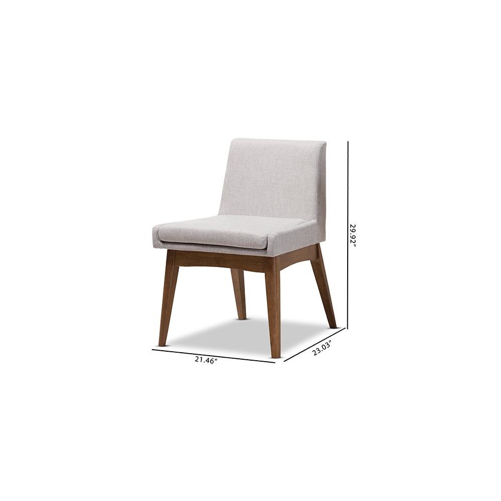 Walnut Wood Finishing Greyish Beige Fabric Dining Side Chair (Set of 2). Picture 7