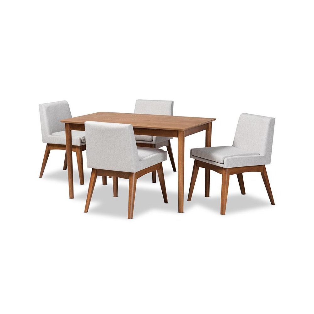 Walnut Brown Finished Wood 5-Piece Dining Set. Picture 1