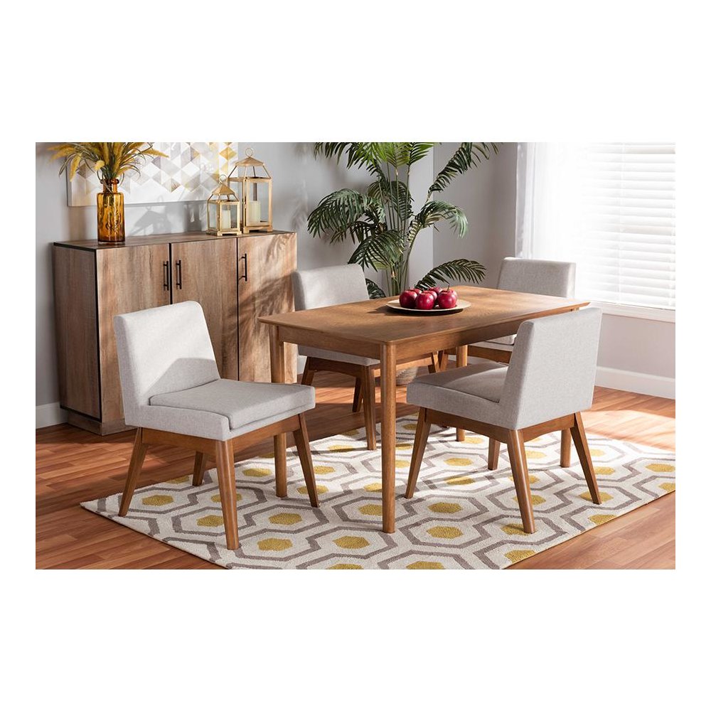 Walnut Brown Finished Wood 5-Piece Dining Set. Picture 7