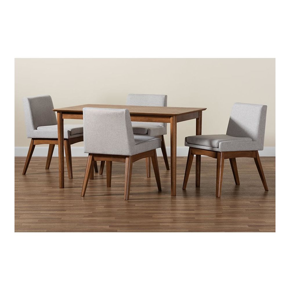 Walnut Brown Finished Wood 5-Piece Dining Set. Picture 8