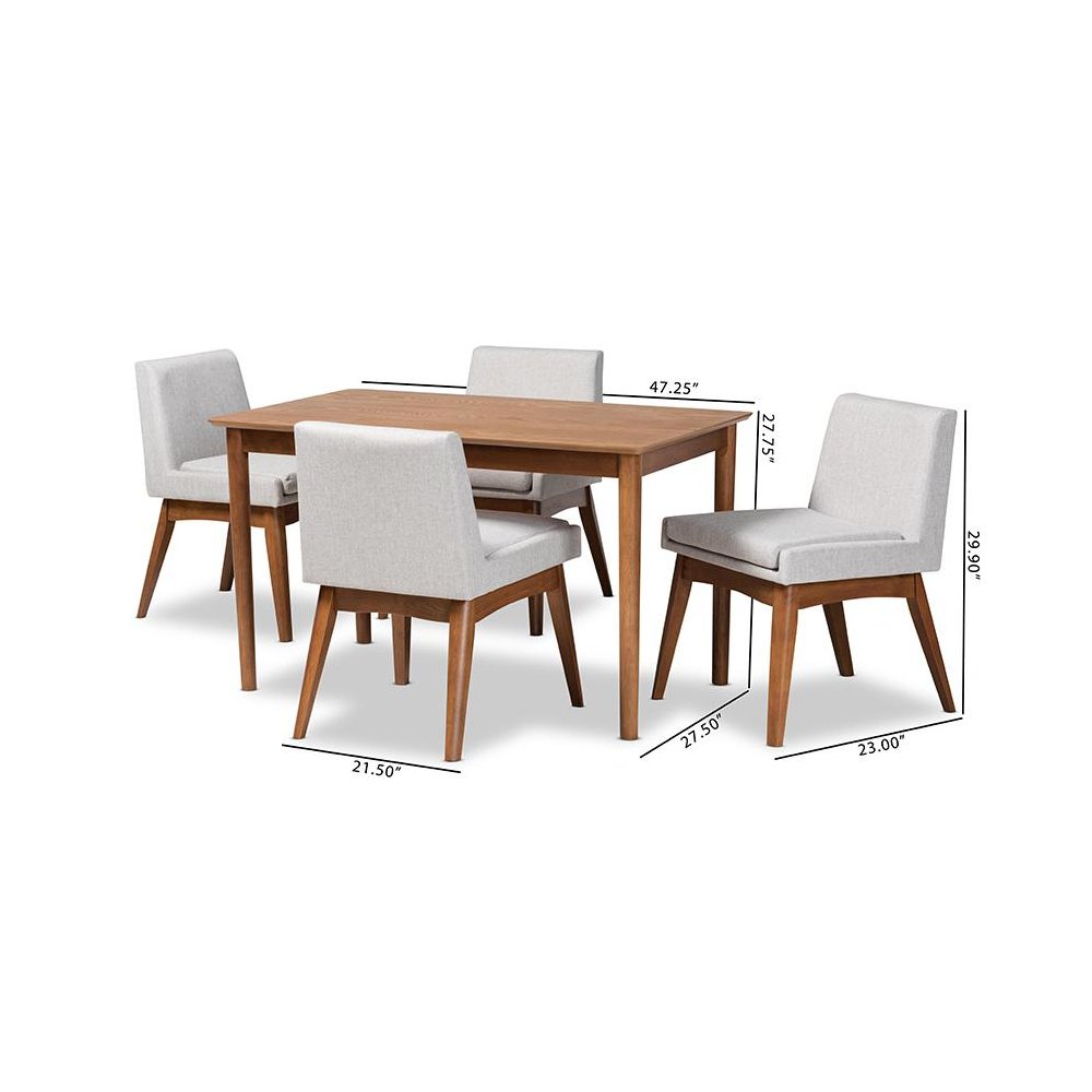 Walnut Brown Finished Wood 5-Piece Dining Set. Picture 9