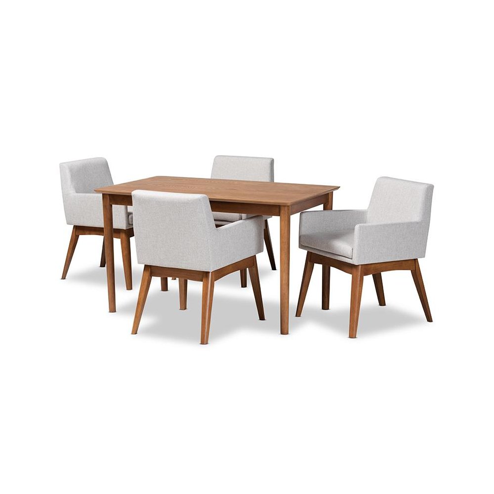 Walnut Brown Finished Wood 5-Piece Dining Set. Picture 1