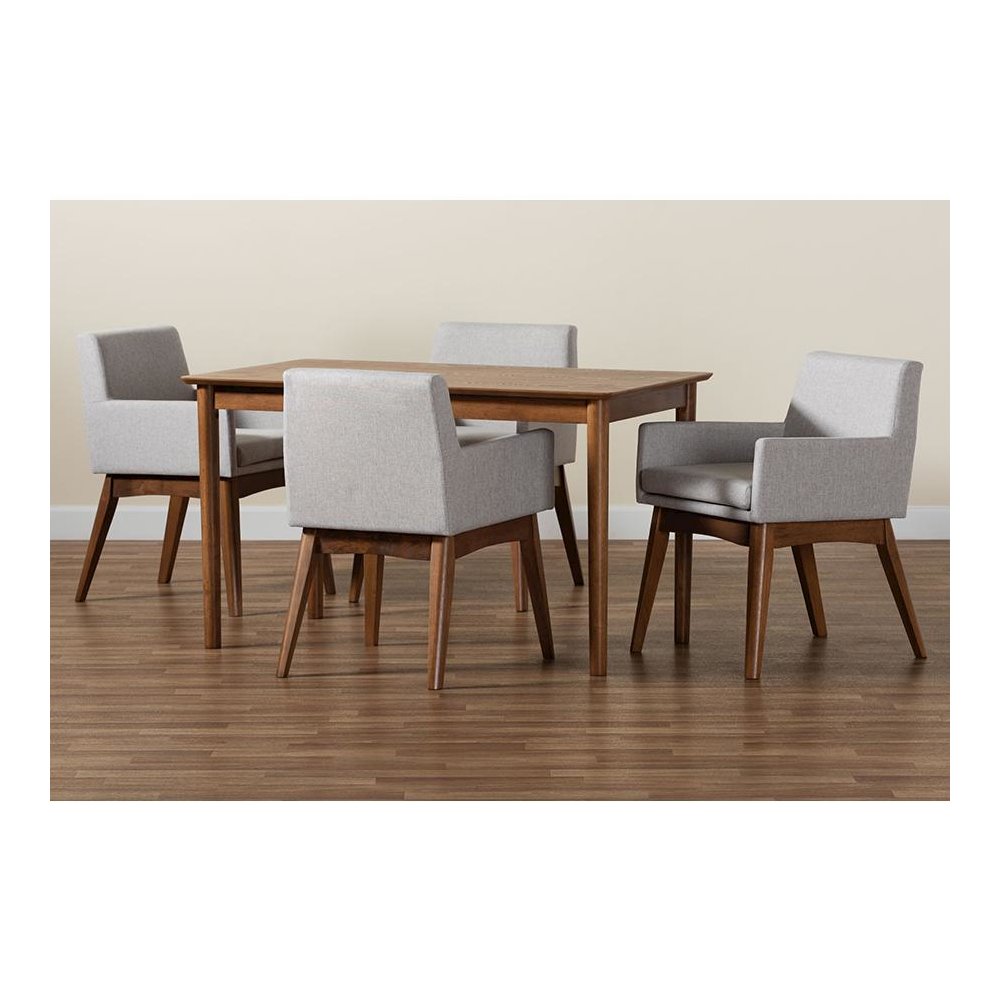 Walnut Brown Finished Wood 5-Piece Dining Set. Picture 8