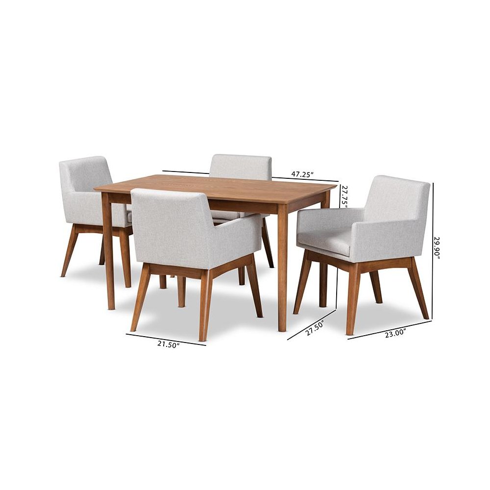 Walnut Brown Finished Wood 5-Piece Dining Set. Picture 9