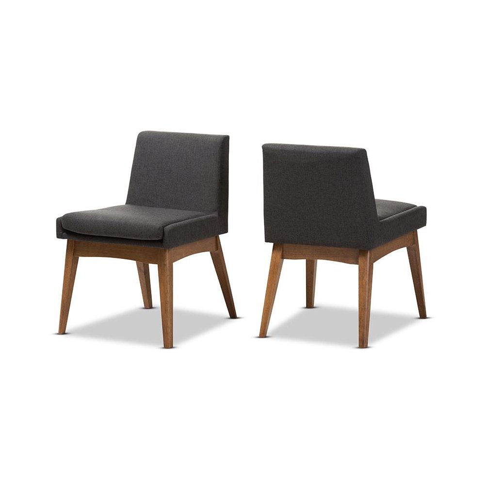 Walnut Wood Finishing Dark Fabric Dining Side Chair (Set of 2). Picture 1
