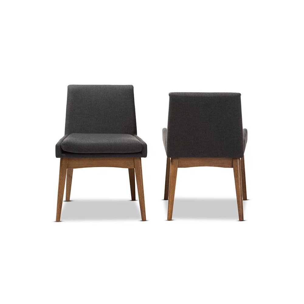 Walnut Wood Finishing Dark Fabric Dining Side Chair (Set of 2). Picture 2