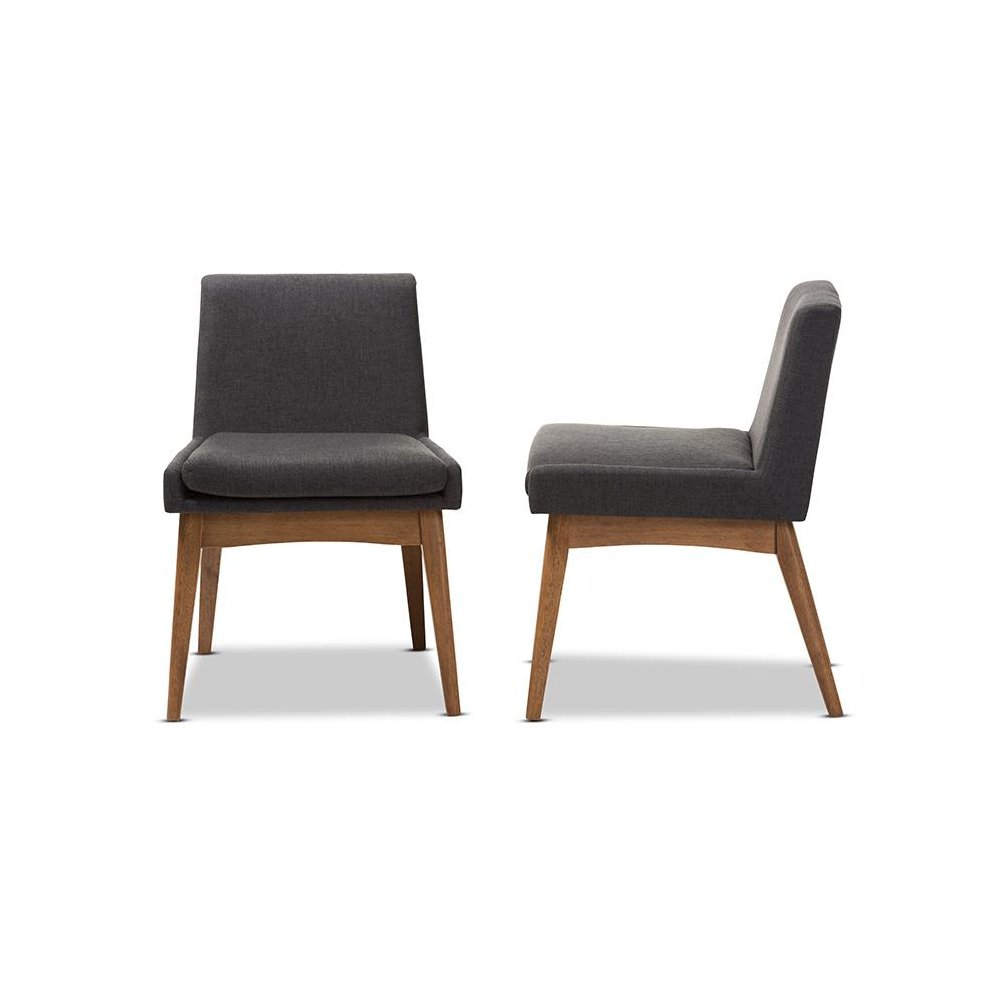Walnut Wood Finishing Dark Fabric Dining Side Chair (Set of 2). Picture 3