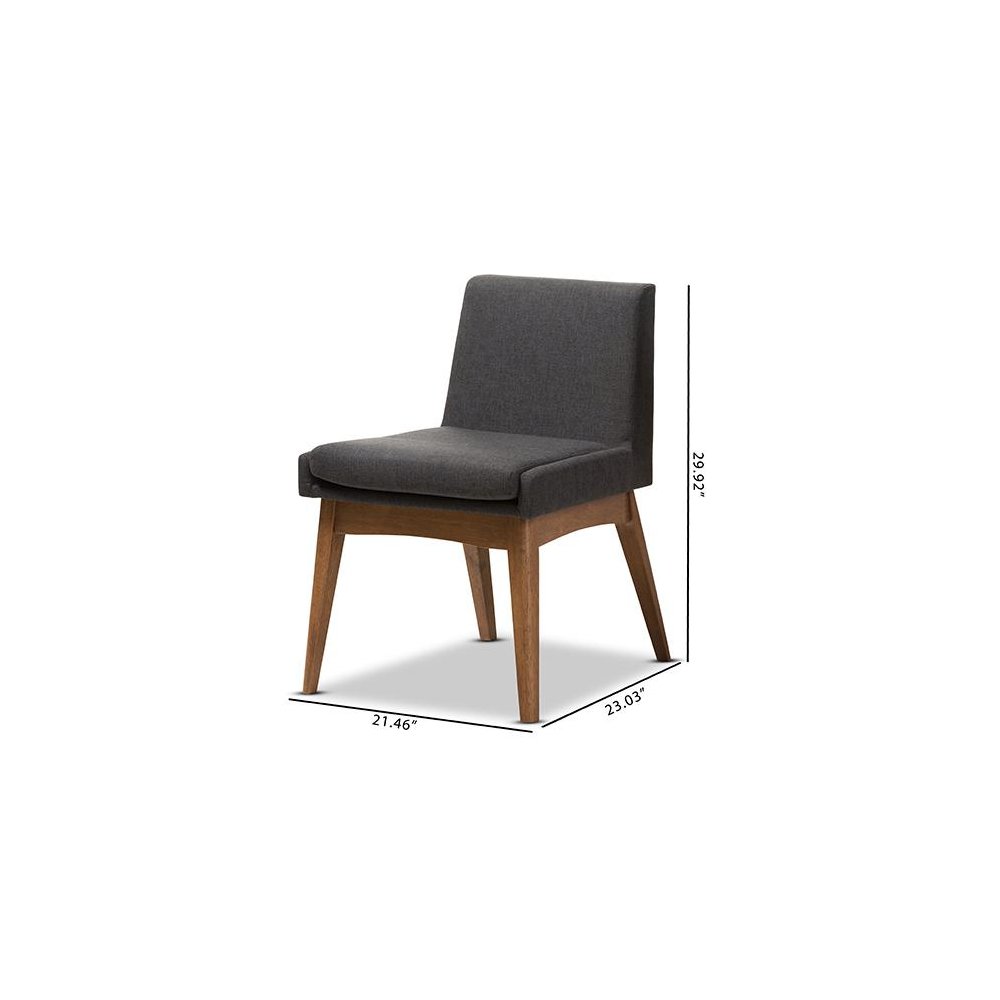 Walnut Wood Finishing Dark Fabric Dining Side Chair (Set of 2). Picture 7