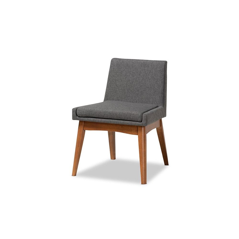 Dark Grey Fabric Upholstered and Walnut Brown Finished Wood 5-Piece Dining Set. Picture 2