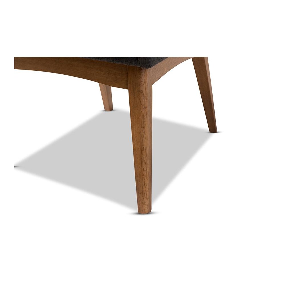 Dark Grey Fabric Upholstered and Walnut Brown Finished Wood 5-Piece Dining Set. Picture 6