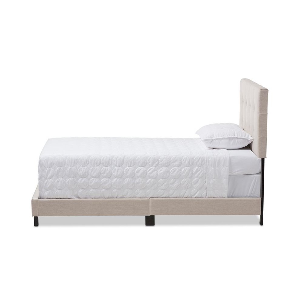 Baxton Studio Brookfield Modern and Contemporary Beige Fabric Twin Size Bed. Picture 2